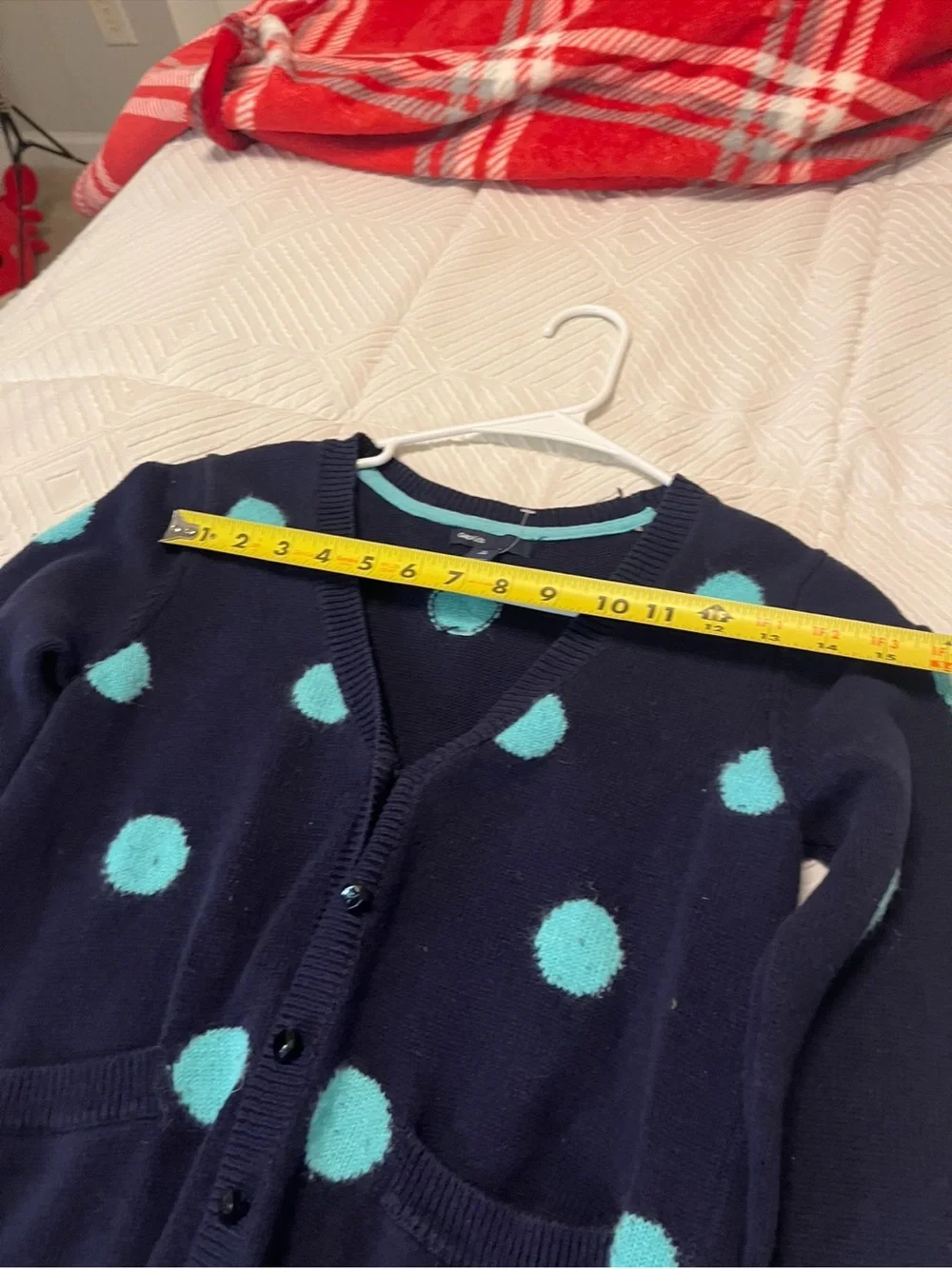 Gap girls  Navy Polka Dot V-Neck Cardigan Sweater - Aqua Spots xl 12